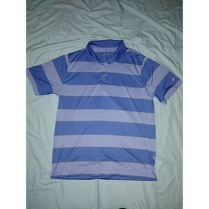 Nike Golf Dri Fit Men's Blue‎ Striped Polo Shirt Short Sleeve Size Large